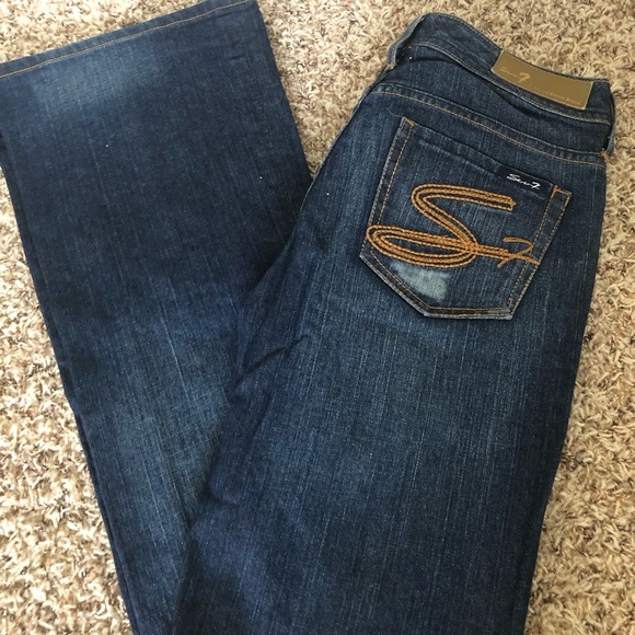 7 of All Man Kind dark demin flare jeans - Picture 4 of 9